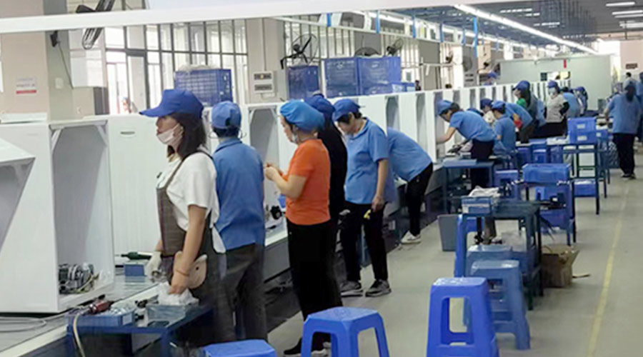 生產實況！金環電器開展客戶TCL滾筒衣服烘干機生產